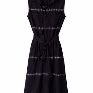 Stylish Black Tie-Dye Midi Dress